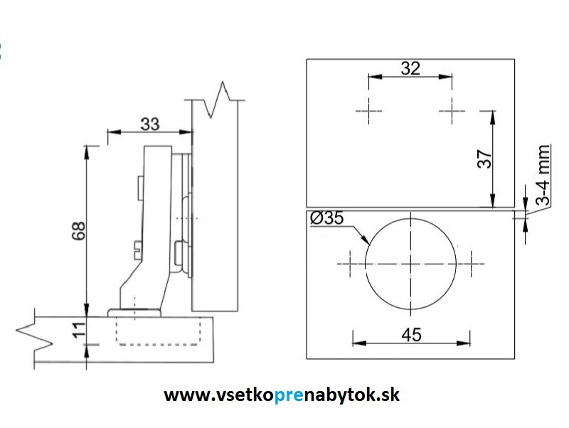 Záves ATM 3D - polonaložený
