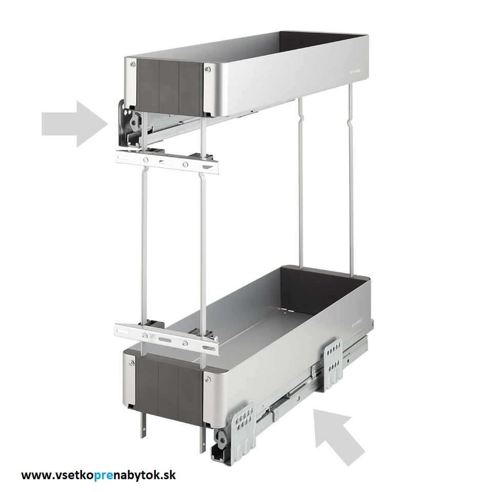   Výsuvný kôš K-Line, 2x polica, 200-400mm