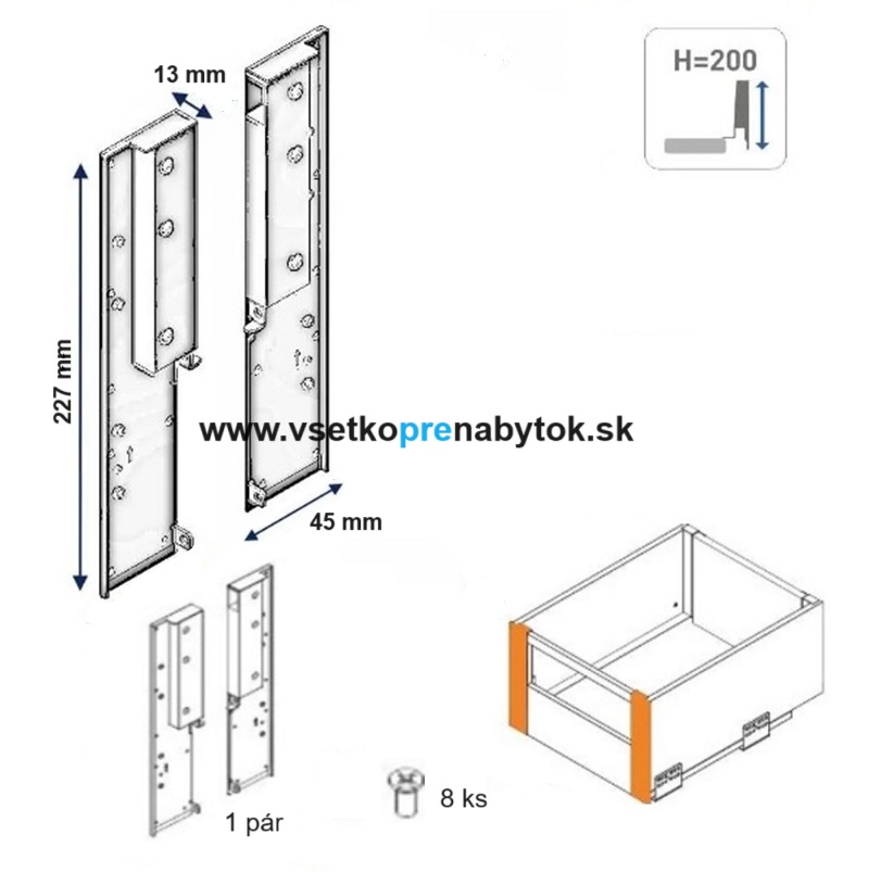 AXIS PRO - držiak vnútorného čela "D" extra vysoký