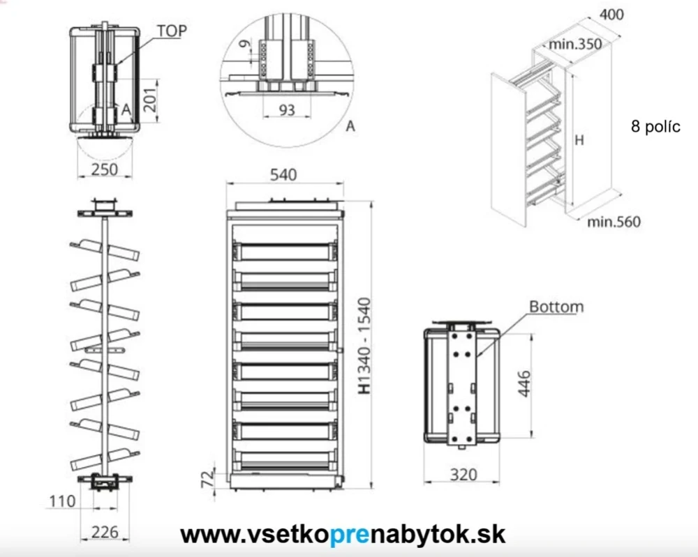 Výsuvný kôš na topánky WB-681, 12 políc
