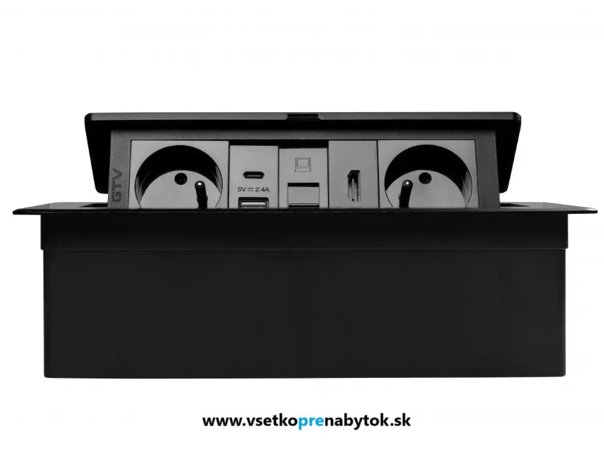 Elektrická zásuvka GTV, 2x220V + 2x USB A+C, RJ45 + HDMI