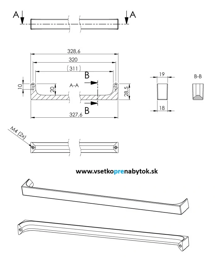 Úchytka RECIFE II, 320 mm