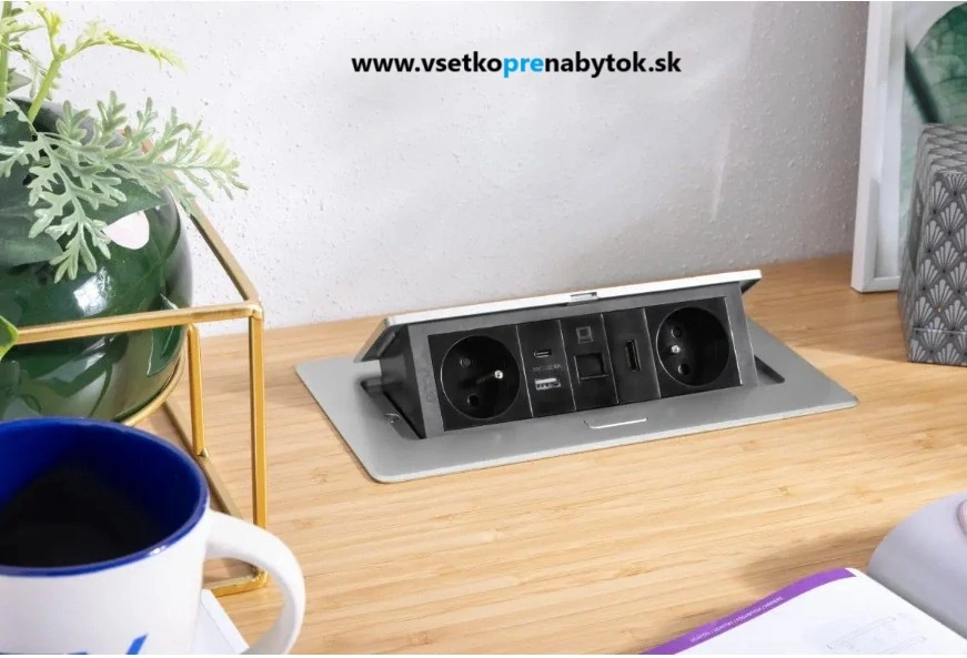 Elektrická zásuvka GTV, 2x220V + 2x USB A+C, RJ45 + HDMI