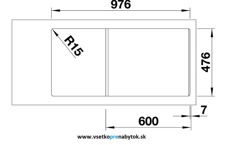 Nerezový drez ANDANO XL 6 S-IF s miskou, InFino® výpusť s exc. ovládaním