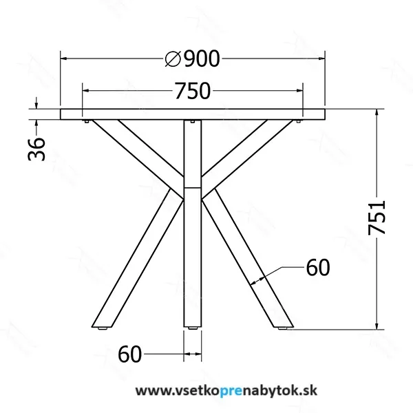 Stolová noha Kleo 90