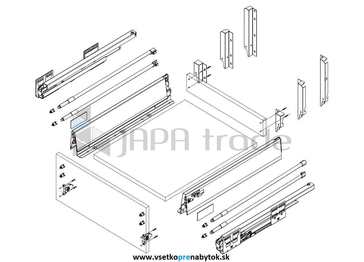 Sada Premium-Box H-204mm, 2x okr.reling