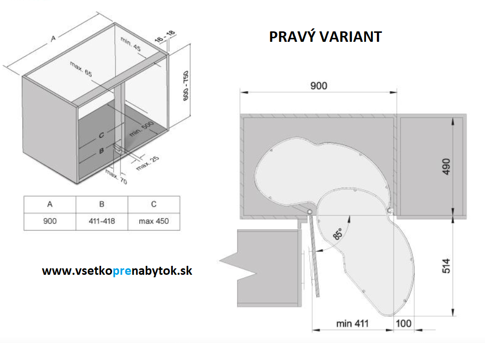 Výsuvné police pre slepý roh ATM SUPLIMO
