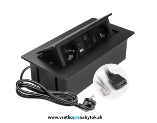 Elektrická zásuvka GTV, 2x220V + 2x USB A+C, RJ45 + HDMI